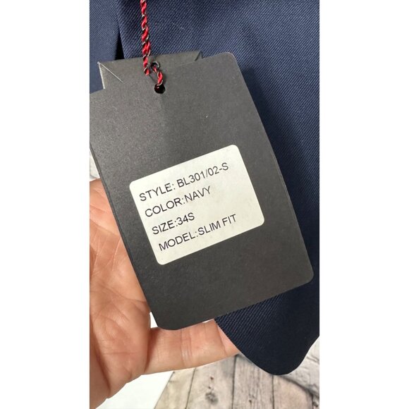 COPY - NEW Bellio 34 Slim Fit Navy Black Tuxedo Jacket & 28S Pants Set unhemmed - Picture 2 of 6